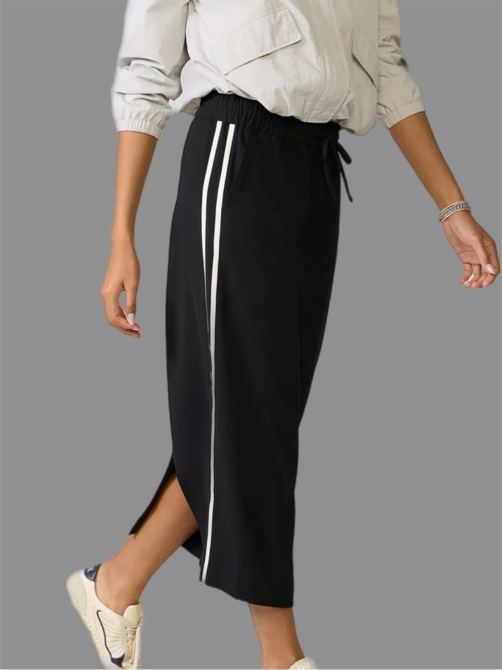 Z Supply Saunder Track Skirt Black with White Stripes